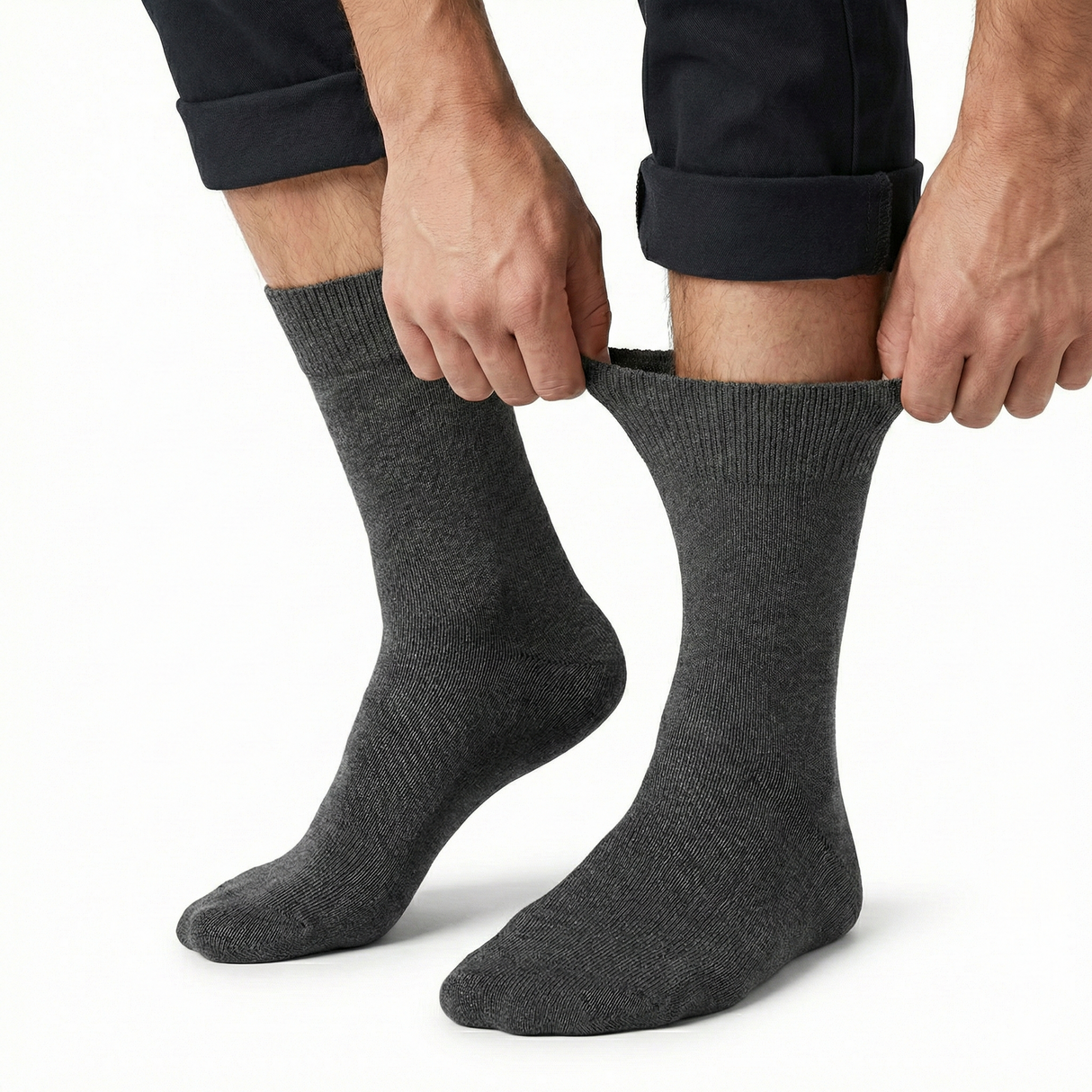 1x Pair Charcoal Cotton Rich Loose Top Socks (Comfort Diabetic Circulation)