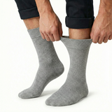 1x Pair Grey Cotton Rich Loose Top Socks (Comfort Diabetic Circulation)