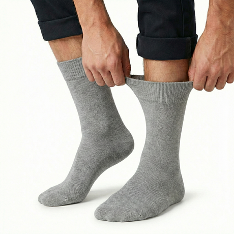 1x Pair Grey Cotton Rich Loose Top Socks (Comfort Diabetic Circulation)