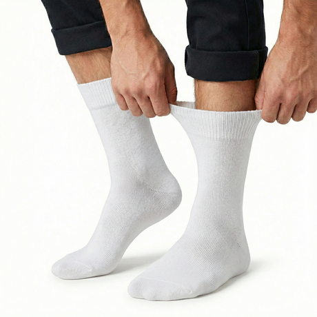 1x Pair White Cotton Rich Loose Top Socks (Comfort Diabetic Circulation)