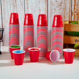 576x 2oz (60ml) Premium Plastic Red Mini Shot Cups Extra Strong PET BPA Free