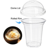 432x 14oz (420ml) Premium Plastic Clear Cups BPA Free - with Dome Lids