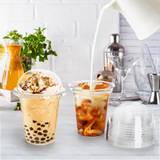 432x 14oz (420ml) Premium Plastic Clear Cups BPA Free - with Dome Lids