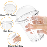 432x 14oz (420ml) Premium Plastic Clear Cups BPA Free - with Dome Lids