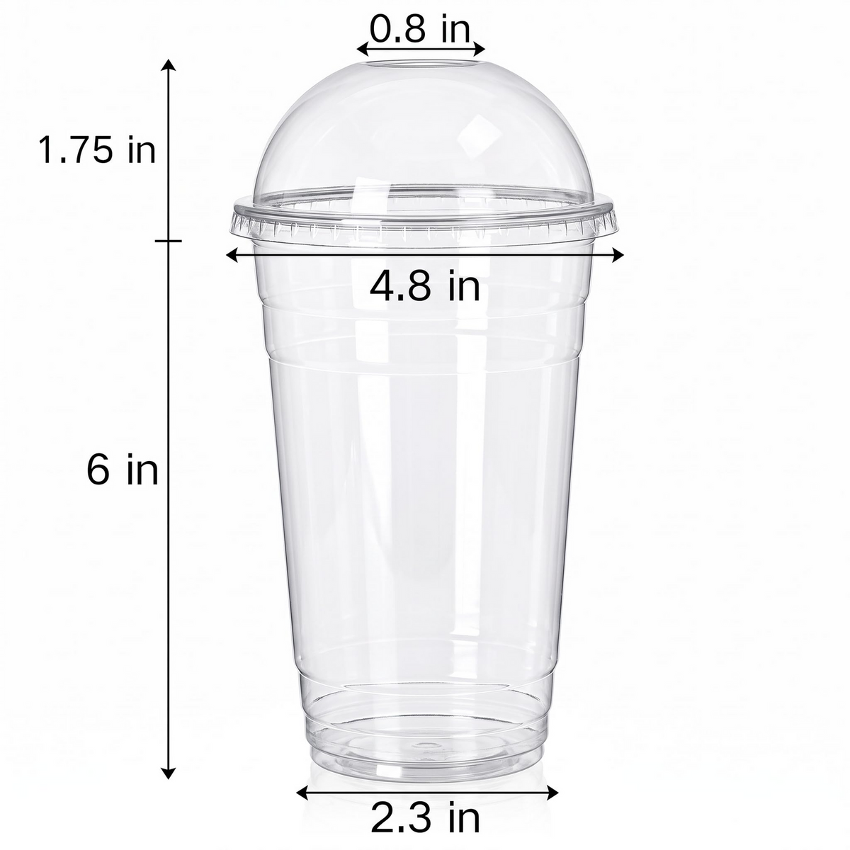 300x 24oz (710ml) Premium Plastic Clear Cups w/ Dome Lid (Smoothies, Juices, Coffee)