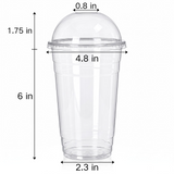 300x 24oz (710ml) Premium Plastic Clear Cups w/ Dome Lid (Smoothies, Juices, Coffee)