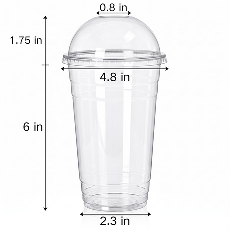 300x 24oz/710ml Premium Plastic Clear Cups w/ Dome Lid Bulk Pack - Extra Strong for Smoothies/Juices/Iced Coffee