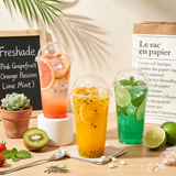 300x 24oz (710ml) Premium Plastic Clear Cups w/ Dome Lid (Smoothies, Juices, Coffee)