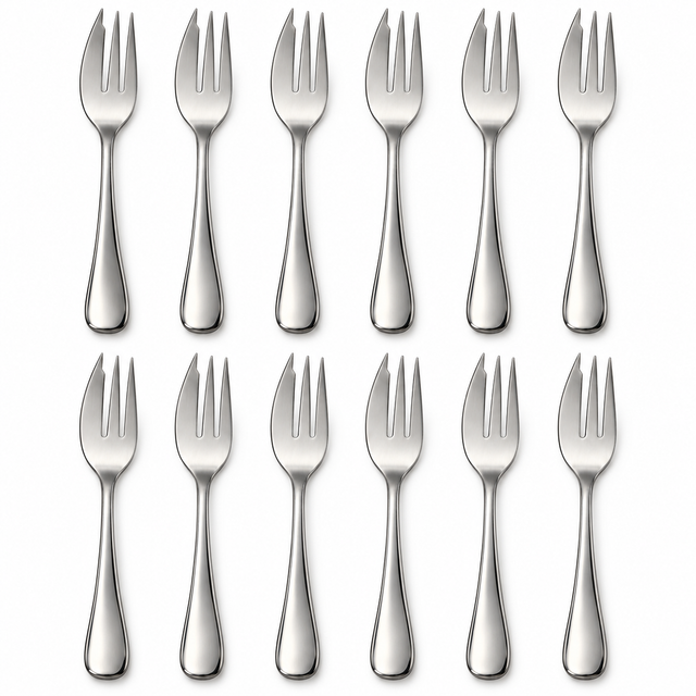 12x Stainless Steel Dessert Forks Bulk Pack - Silver (Pastry, Cake & Pie Forks)