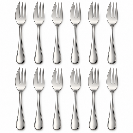 12x Stainless Steel Dessert Forks Bulk Pack - Silver (Pastry, Cake & Pie Forks)