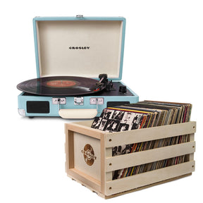 Crosley Cruiser Bluetooth Portable Turntable - Turquoise + Record Storage Crate