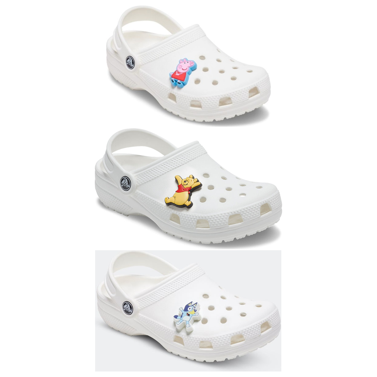 3-Pack Crocs Peppa Pig, Winnie The Pooh & Bluey Jibbitz Shoe Charms - 100% Authentic