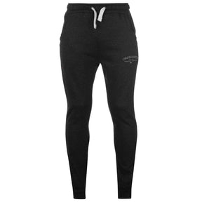 Crosshatch Leeroy Mens Skinny Track Pants - Charcoal Marle (Slim Cotton Gym Joggers)