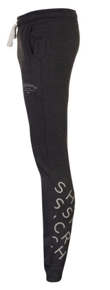 Crosshatch Leeroy Mens Skinny Track Pants - Charcoal Marle (Slim Cotton Gym Joggers)
