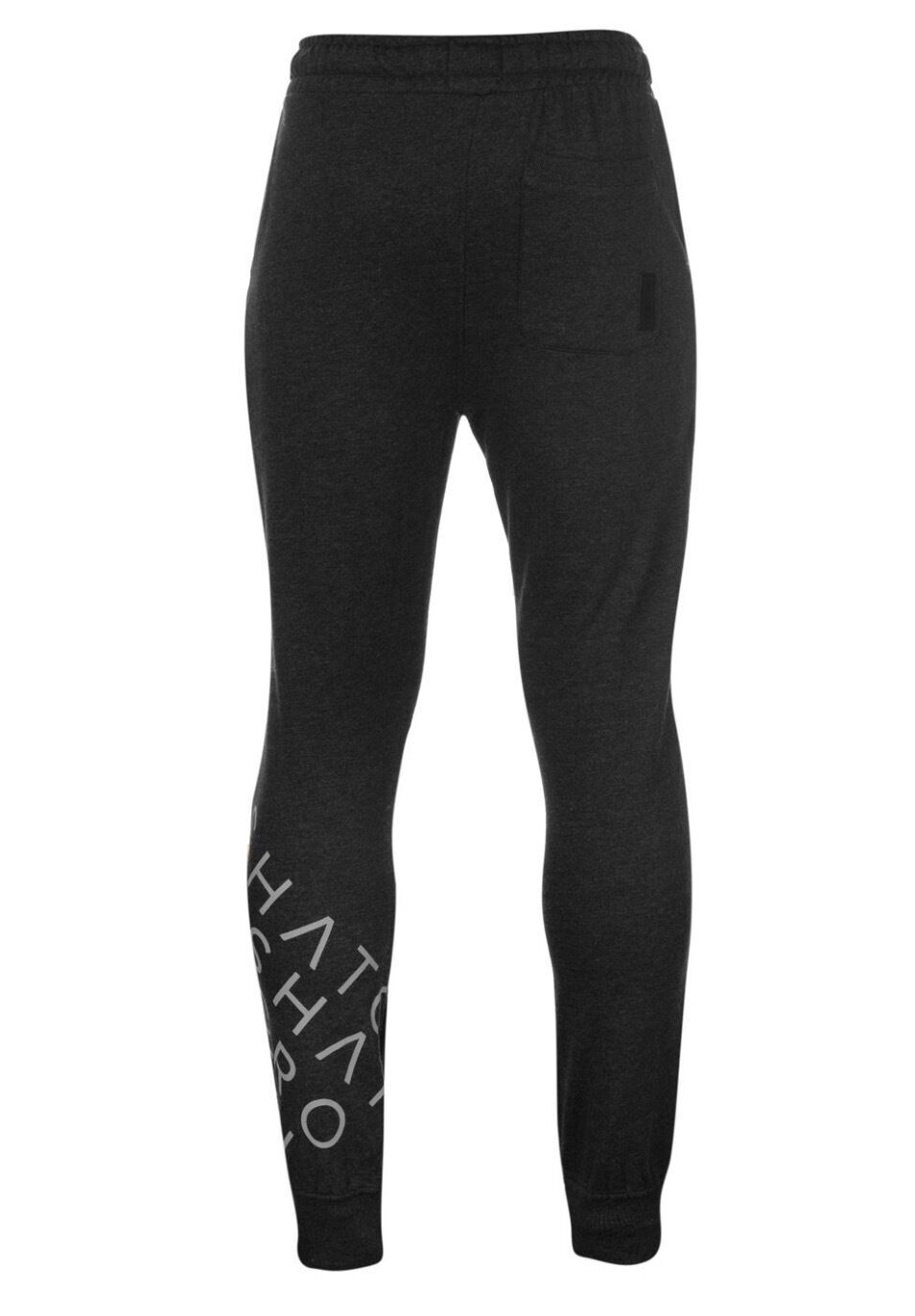 Crosshatch Leeroy Mens Skinny Track Pants - Charcoal Marle (Slim Cotton Gym Joggers)
