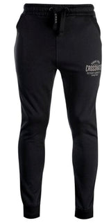 Crosshatch Seton Mens Skinny Track Pants - Black (Slim Cotton Gym Joggers)