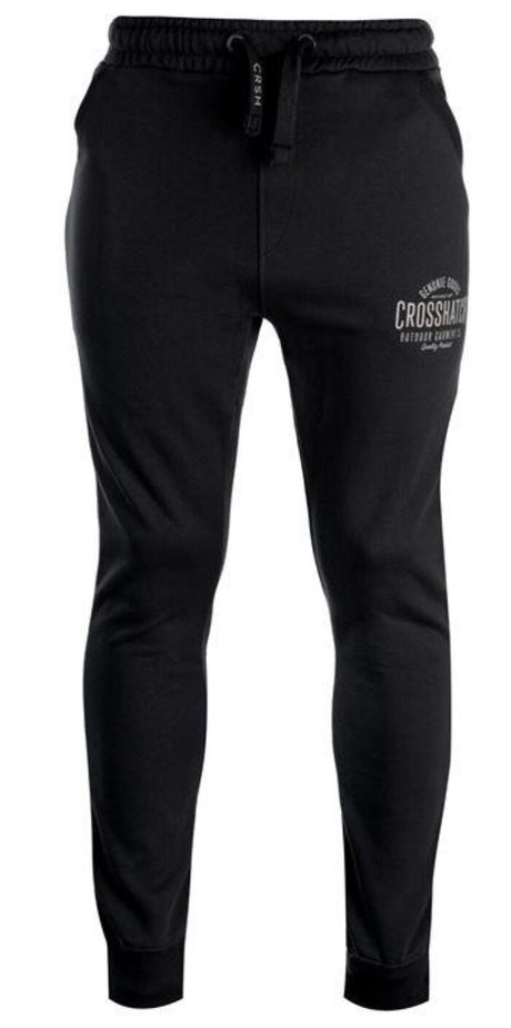 Crosshatch Seton Mens Skinny Track Pants - Black (Slim Cotton Gym Joggers)