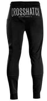 Crosshatch Seton Mens Skinny Track Pants - Black (Slim Cotton Gym Joggers)