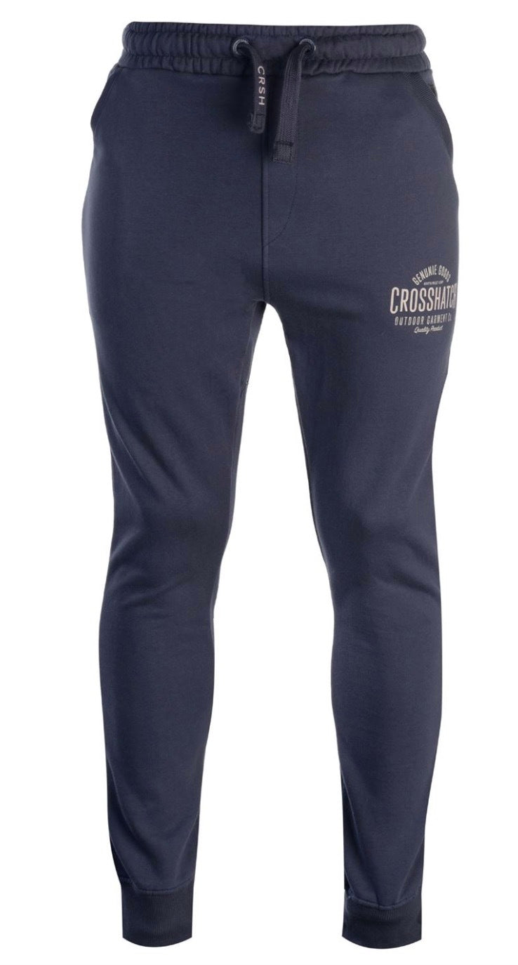 CROSSHATCH Seton  Skinny Track Pants Slim Trousers Cotton Gym Trackies Joggers - Black