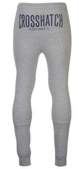 Crosshatch Seton Mens Skinny Track Pants - Light Grey (Slim Cotton Gym Joggers)