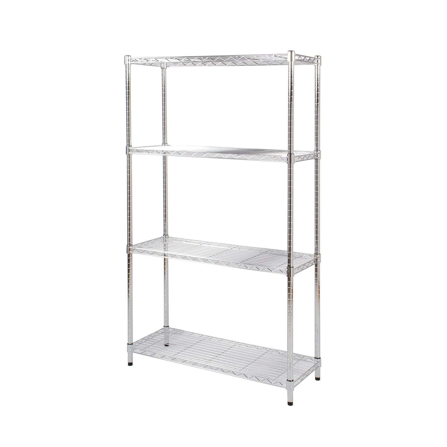 Silver Shelf Racks 4 Tier Chrome Steel Shelving Rack - Silver Storage Organizer Shelf ...