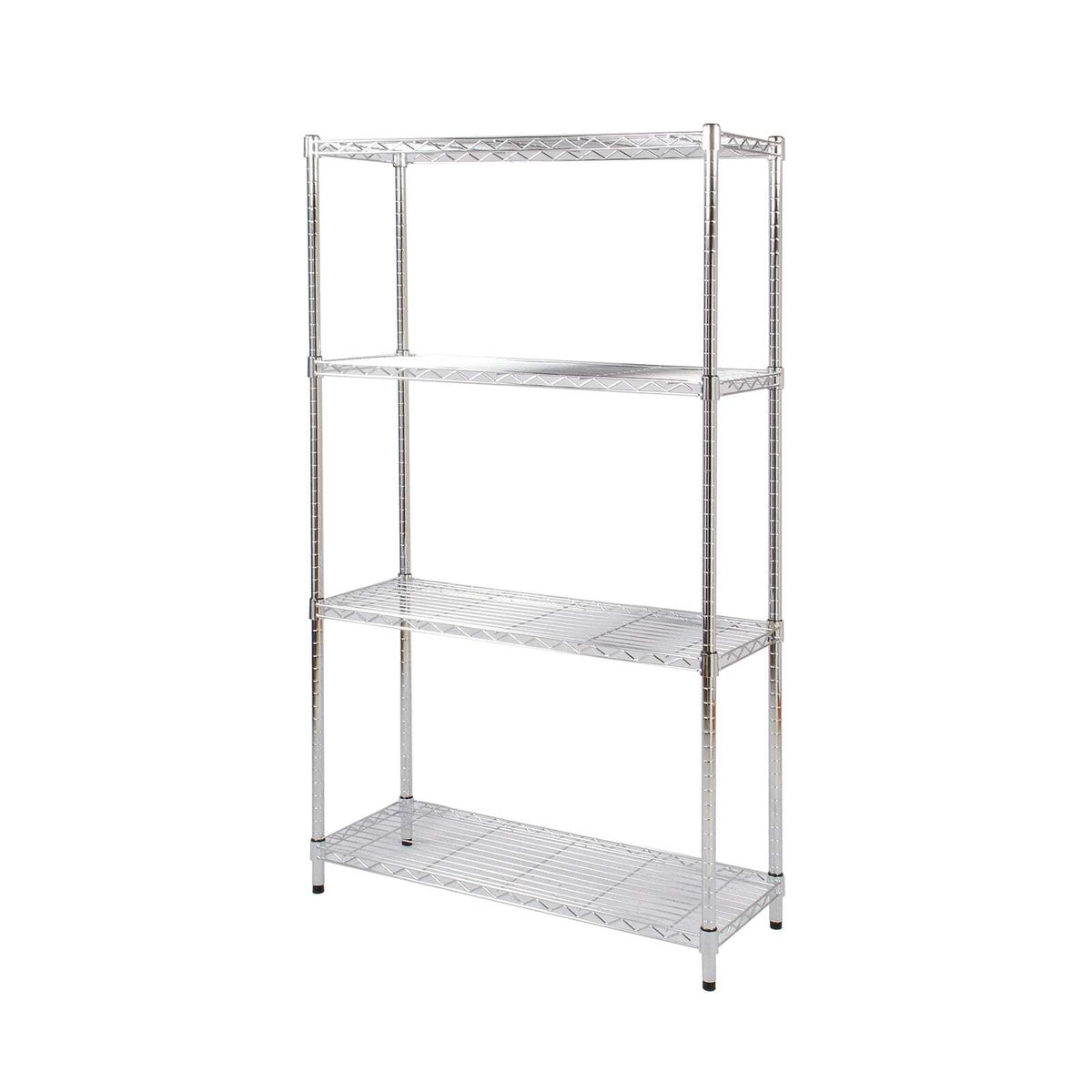 4 Tier Chrome Steel Shelving Rack - Silver Storage Organizer Shelf ...