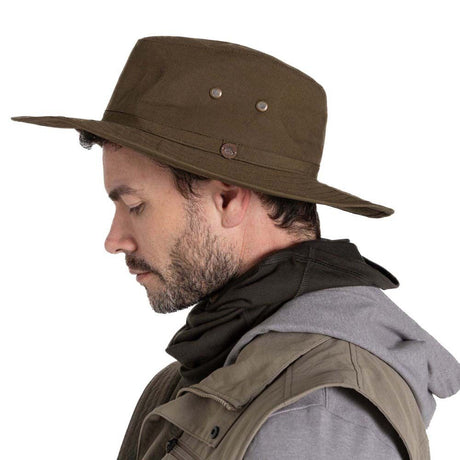 Craghoppers Kiwi Ranger Wide Brim Hat Unisex UPF50+ Water Repellent Anti-Insect in Dark Moss