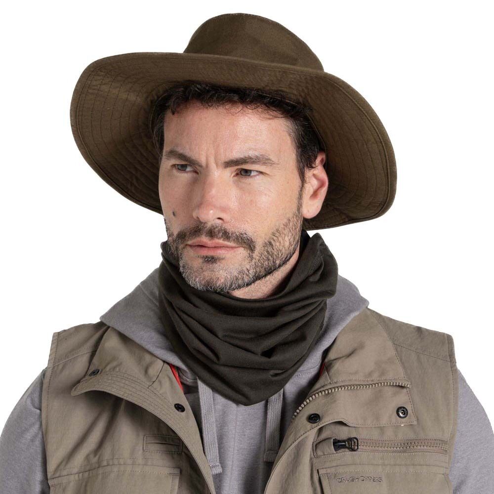 Craghoppers Kiwi Ranger Wide Brim Hat Unisex UPF50+ Water Repellent Anti-Insect in Dark Moss