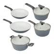 8pcs Clevinger Non-Stick Cookware Pots & Pans Set in Grey/White (PFOA Free)