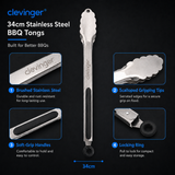 34cm Stainless Steel BBQ Tongs (Heavy Duty)
