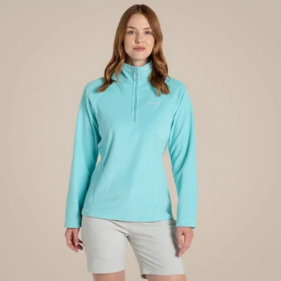 Craghoppers Womens Miska VI Lightweight Recycled Microfleece Half Zip Fleece Top in Aqua Blue - 8