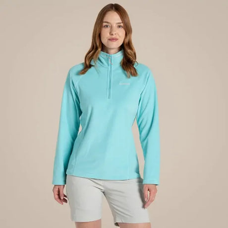 Craghoppers Womens Miska VI Lightweight Recycled Microfleece Half Zip Fleece Top in Aqua Blue - 8