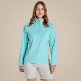 Craghoppers Womens Miska VI Lightweight Recycled Microfleece Half Zip Fleece Top in Aqua Blue - 10