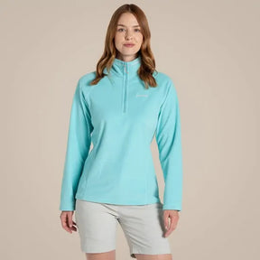Craghoppers Womens Miska VI Lightweight Recycled Microfleece Half Zip Fleece Top in Aqua Blue