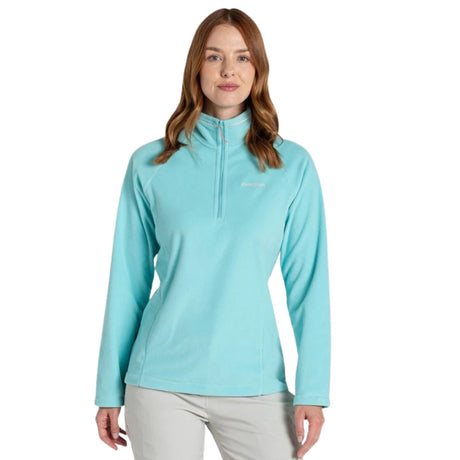 Craghoppers Womens Miska VI Lightweight Recycled Microfleece Half Zip Fleece Top in Aqua Blue