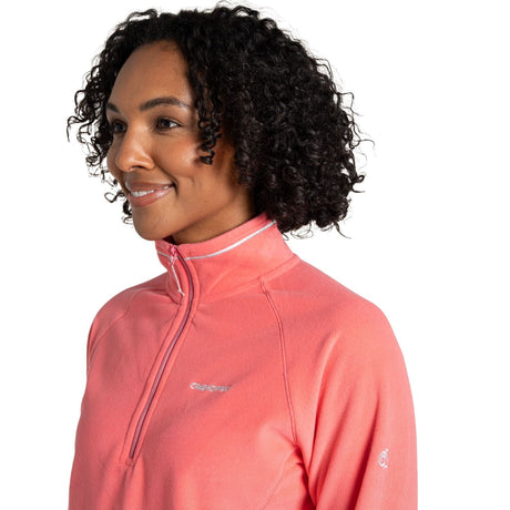 Craghoppers Womens Miska VI Lightweight Recycled Microfleece Half Zip Fleece Pullover in Coral Reef