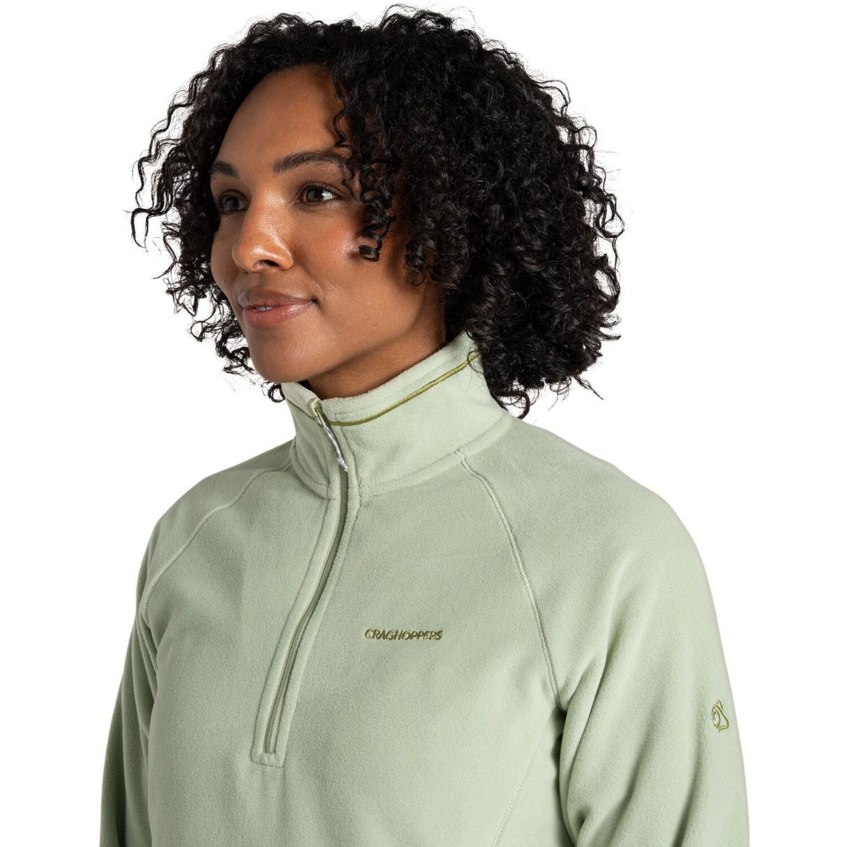 Craghoppers Womens Miska VI Pullover Lightweight Recycled Microfleece Half Zip Fleece in Bud Green