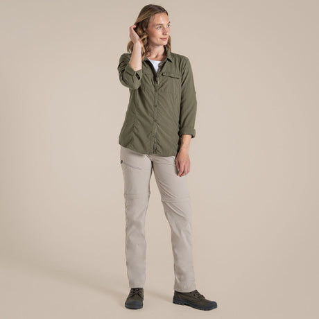 Craghoppers NosiLife Pro III Womens Convertible Trousers Pants Regular - Soft Mushroom