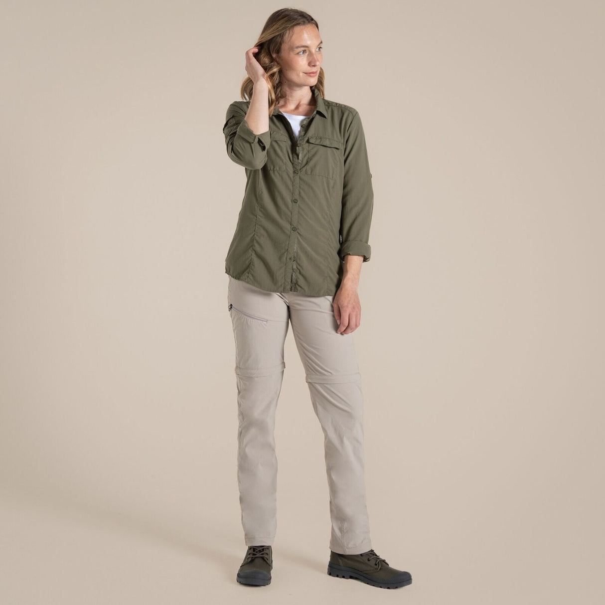 Craghoppers NosiLife Pro III Womens Convertible Trousers Pants Regular - Soft Mushroom