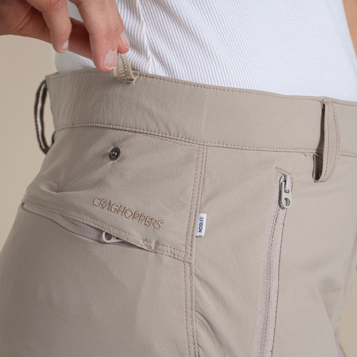 Craghoppers NosiLife Pro III Womens Convertible Trousers Pants Regular - Soft Mushroom