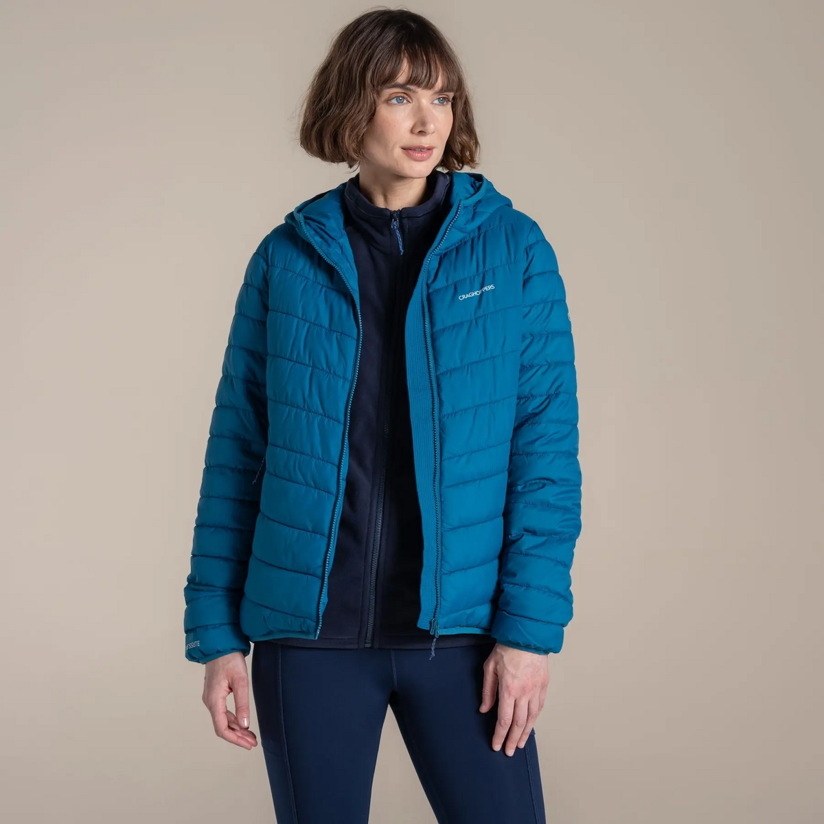 Craghoppers Womens Compresslite IX Hooded Insulating Jacket in Porcelain/Blue