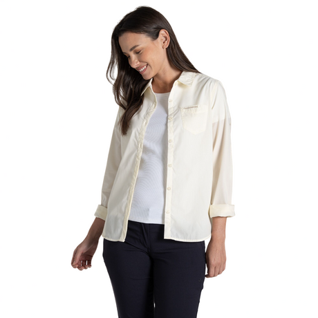 Craghoppers Kiwi II Women’s Long Sleeve Outdoor Hiking Shirt NosiDefence in Seasalt