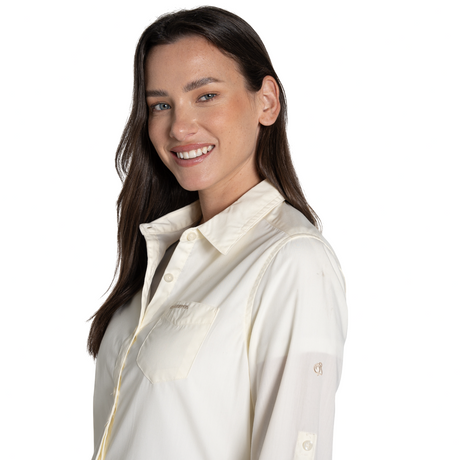 Craghoppers Kiwi II Women’s Long Sleeve Outdoor Hiking Shirt NosiDefence in Seasalt