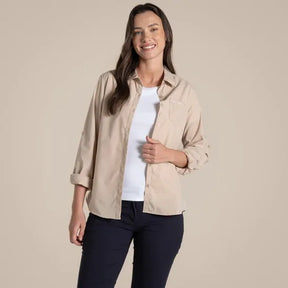 Craghoppers Womens Kiwi II Long Sleeve Outdoor Hiking Shirt in Desert Sand - 18