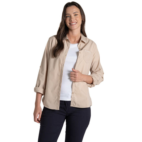 Craghoppers Womens Kiwi II Long Sleeve Outdoor Hiking Shirt in Desert Sand