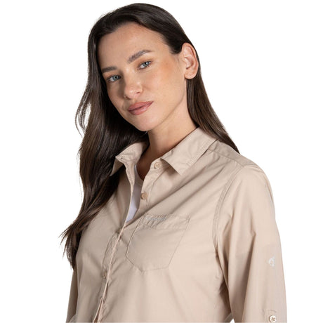 Craghoppers Womens Kiwi II Long Sleeve Outdoor Hiking Shirt in Desert Sand