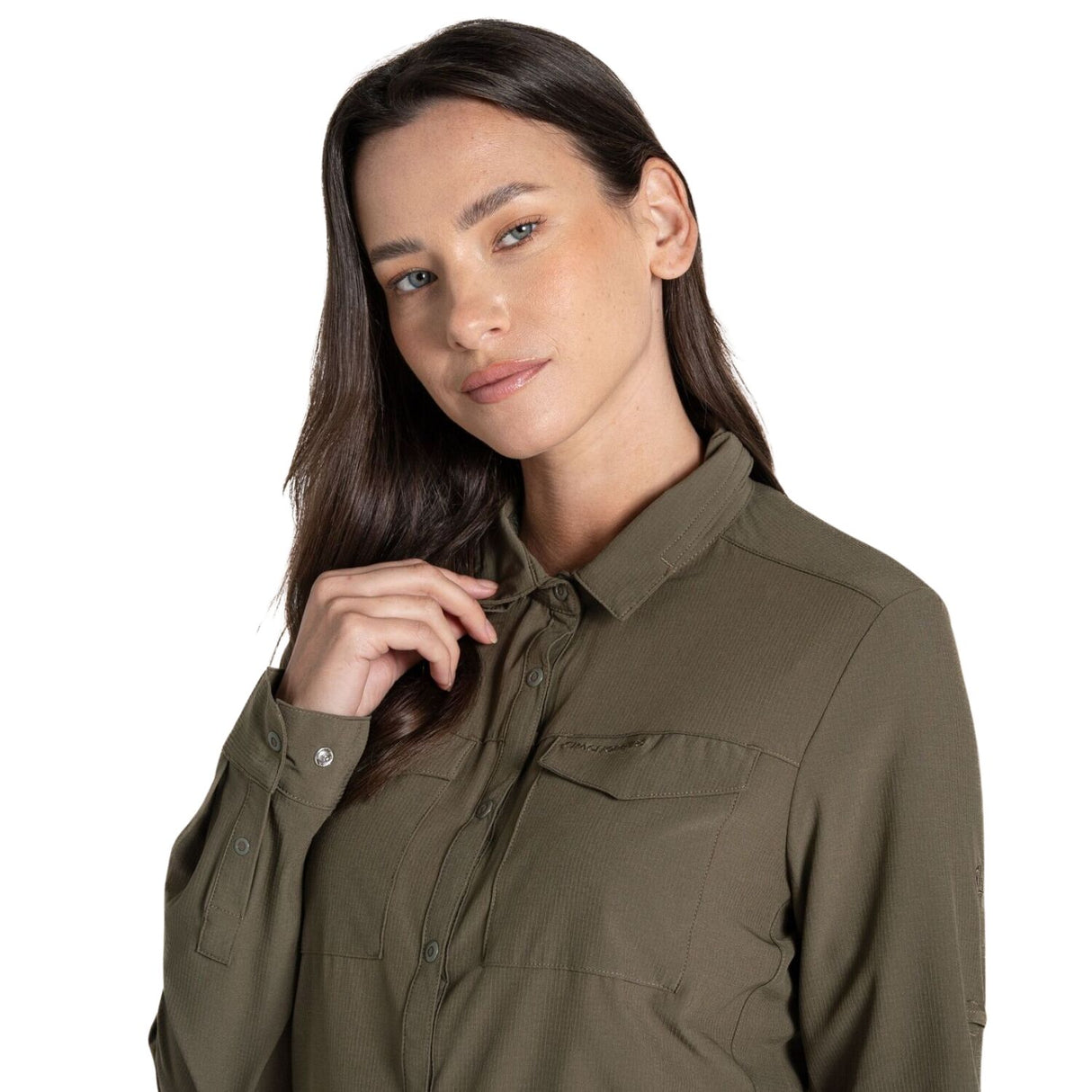 Craghoppers Womens Insect Repellent UPF50+ Quick Dry Pro Long Sleeve Shirt III in Wild Olive