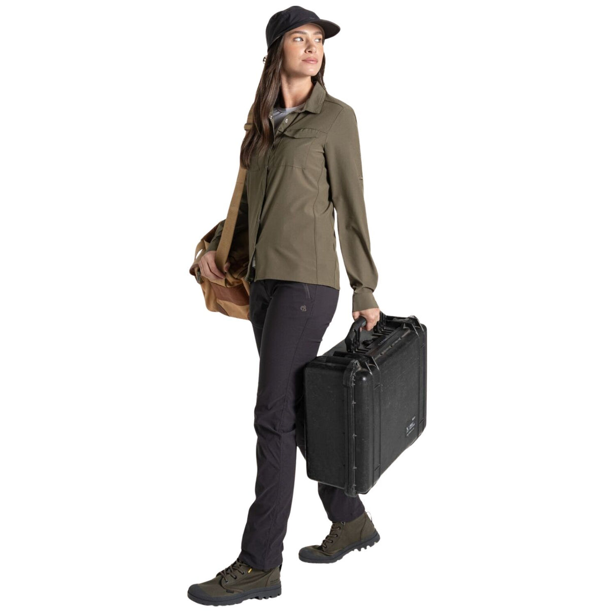 Craghoppers Womens Insect Repellent UPF50+ Quick Dry Pro Long Sleeve Shirt III in Wild Olive