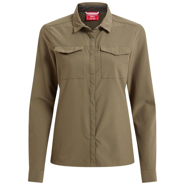 Craghoppers Womens Insect Repellent UPF50+ Quick Dry Pro Long Sleeve Shirt III in Wild Olive