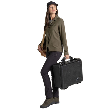 Craghoppers Womens Insect Repellent UPF50+ Quick Dry Pro Long Sleeve Shirt III in Wild Olive